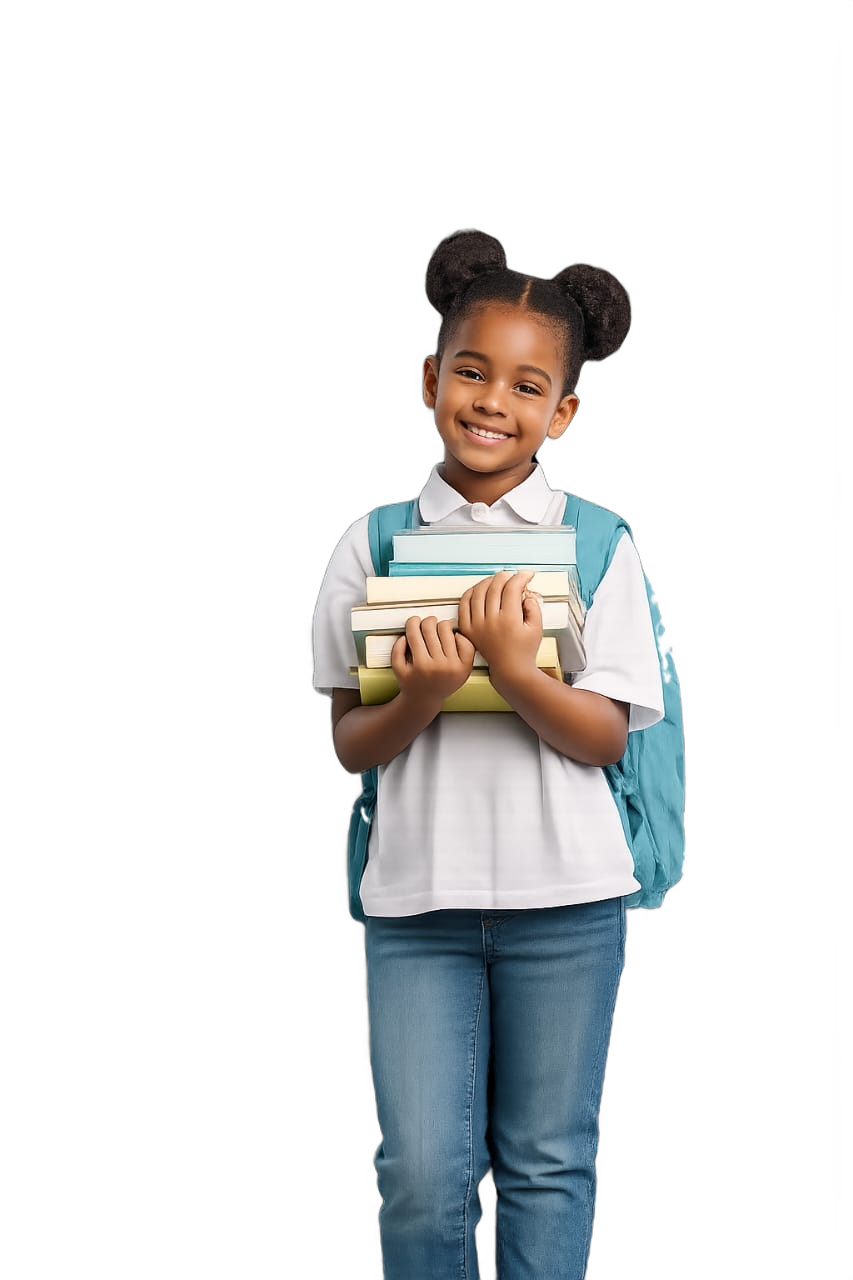 Student holding books